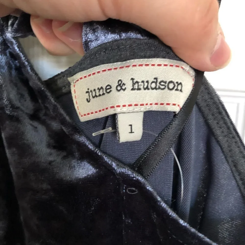 JUNE & HUDSON Mock Neck Velvet Romper 1/L - Picture 7 of 8
